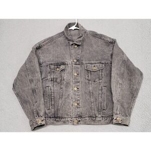 Cowden Denim Jacket Mens Large Gray Black Acid Wash Trucker Jean Vintage USA
